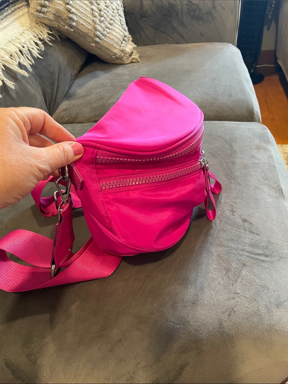 Hot Pink Women's Crossbody Bum Bag- Iris & Rainbow - Picture 6 of 6